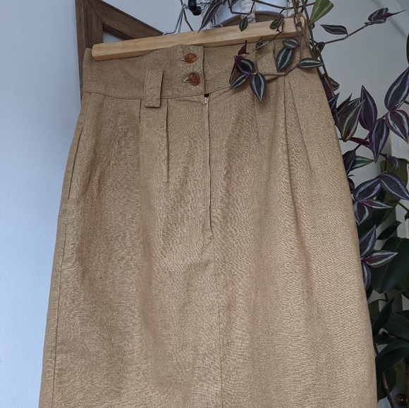 Vintage tan linen skirt - Picture 1 of 4